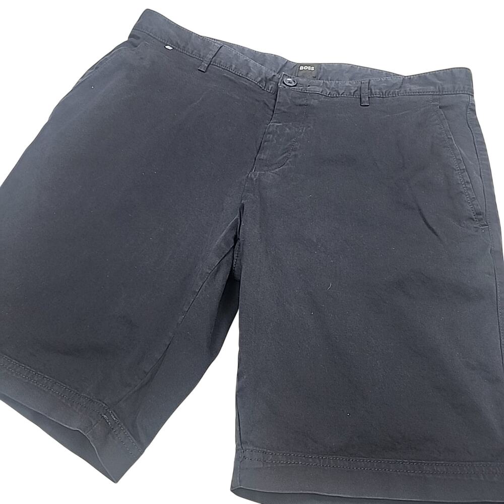 BOSS Hugo Boss Shorts Mens 36R Navy Slice Slim Fit Chino Cotton Stretch Casual